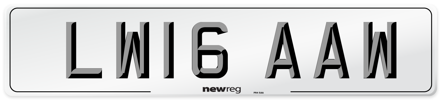 LW16 AAW Number Plate from New Reg